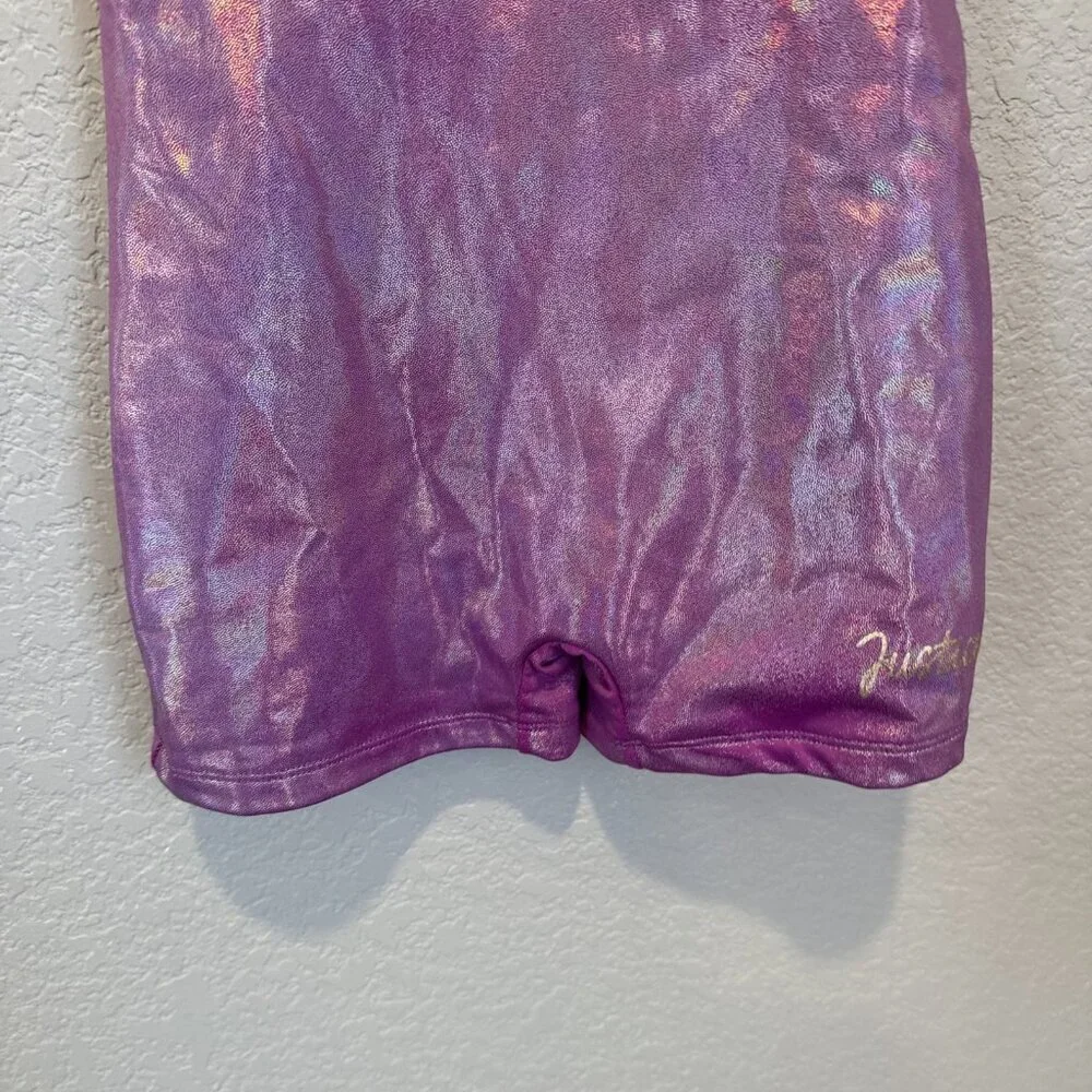 Justice Girls Leotard Size 10 Shimmer Design Purple Shorts Sparkle Gymnastics